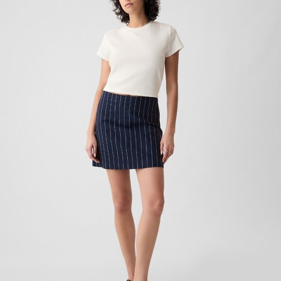 GAP plus linen cotton mini skirt in navy pinstripe (sz18) - Picture 1 of 9